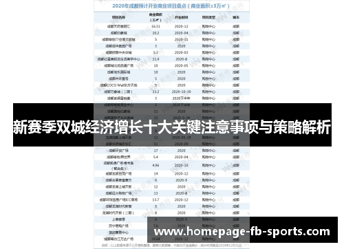 新赛季双城经济增长十大关键注意事项与策略解析